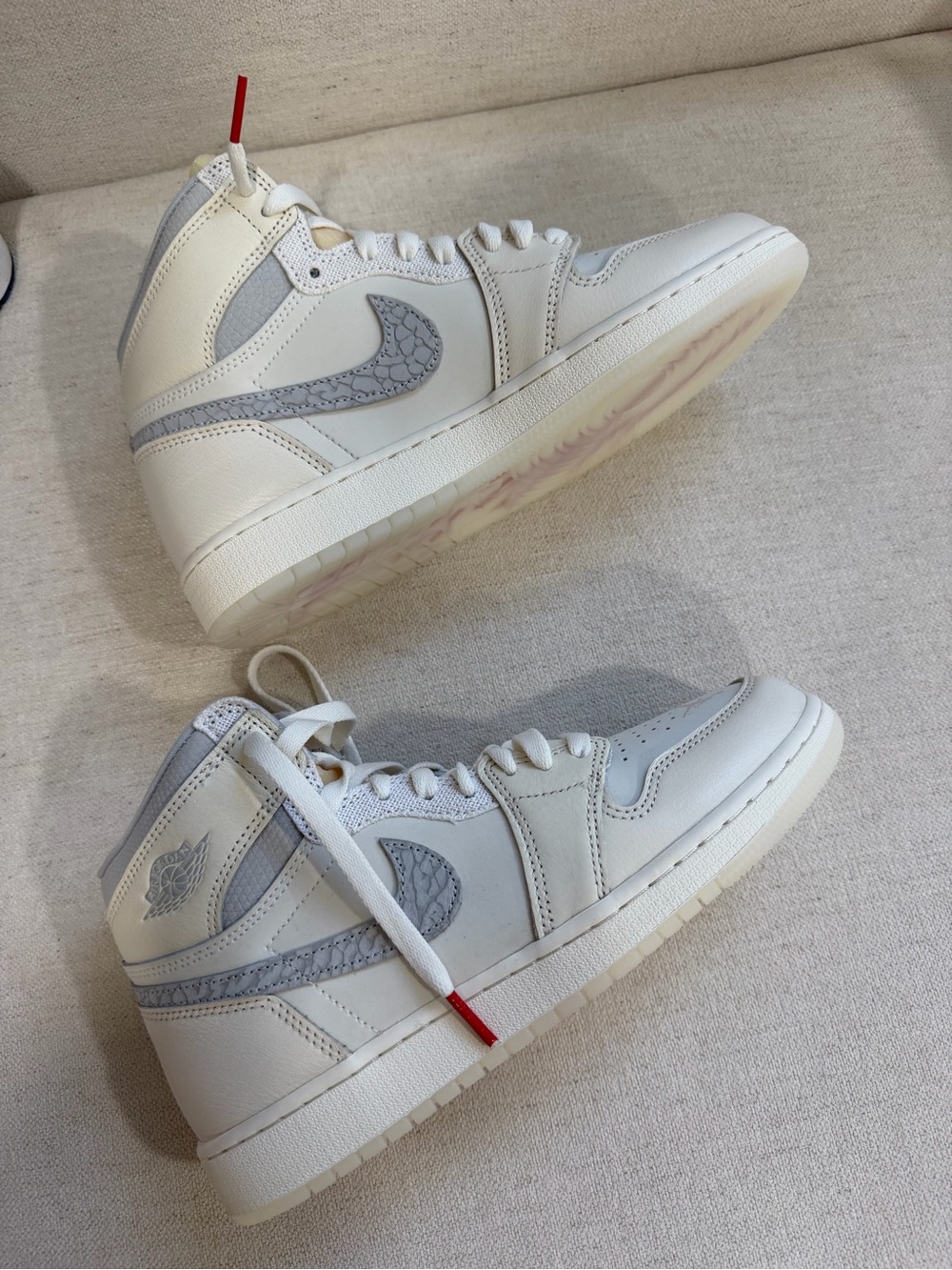 Nike Kids High-Top Sneakers in White and Light Gray